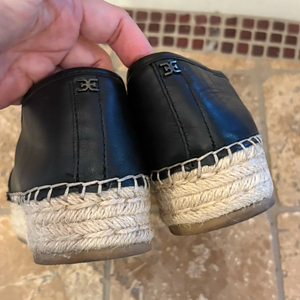 SAM EDELMAN Catherine Black Platform Woven Espadrille Slip-On Shoes Size 10M